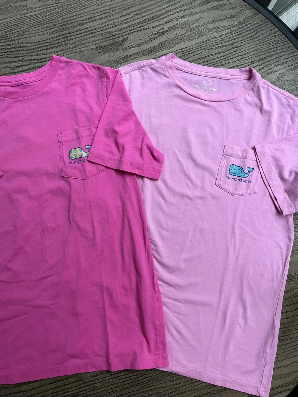 Vineyard Vines Girls' Dual Pink Pocket Tees - Hot Pink & Light Pink